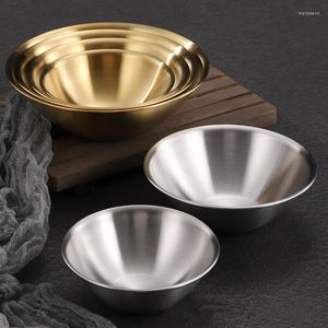 Skålar rostfritt stål sallad skål koreanska bordsartiklar gyllene silver soppa frukter nudel ramen container redskap för kök