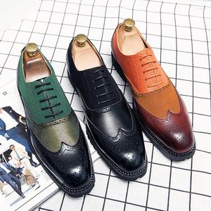 Dress Shoes Young Groom Leather Wedding Men Fashion Brogue Business Formal Derby Zapatos Hombre Chaussure Homme