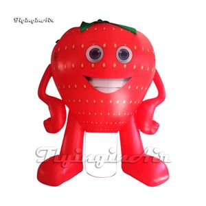 Lovely Large Red Similing Inflatable Cartoon Strawberry Man Balloon For Advertising Event