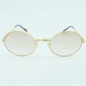 Os principais óculos de sol de designer de luxo a 20% do retro oval de metal masculino masculino óculos de sol dourado redondo e elegível eyewearkajia