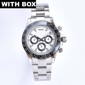 Mens watch designer Luminous Sapphire Watches Premium Men Self Winding 40MM Watch Case Black Ceramic Bezel White Disc Bracelet Foldover Clasp Water Resistant Super