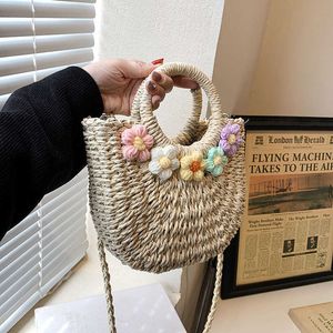 Beach Bags Straw Bag 2023 New Holiday Style Large Capacity Women s Shoulder Lovely Flower Beach Fairy Messenger 230327