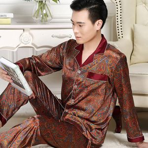 Mäns sömnkläder Sleep Wear Men Mens Designer Pyjamas For Men Nightwear Långärmad sömn toppar byxor tunna is silk pajamas män sömnkläder set 230327