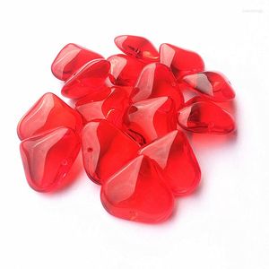 Avize Kristal 20pcs 22 22mm Moda Kırmızı Cam Kalp Şekli Diy kolyeler için pürüzsüz boncuklar