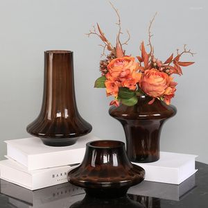 Vase Nordic Luxury Glass Vase Decorationモダンシンプルな透明な水耕栽培クリエイティブフラワーアレンジ