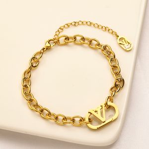 Classic Bracelets Link Chain Women Brand Letter Bangle 18K Gold Plated Round Geometry Stainless Steel Lovers Gifts Wristband Cuff Chains Designer Wedding Jewelry