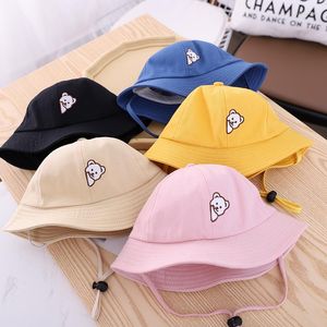 Berets Sommer Weiche Baumwolle Baby Eimer Hut Cartoon Niedlichen Bären Fischer Hüte Kinder Frühling Kleinkind Jungen Mädchen Panama Sun Cap kinder