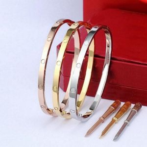 4MM Titanium Steel Designer Love Bracelet Bangles Silver Rose Gold Screw Screwdriver Women Men Nail Bangle Bracelet Couple Jewelry