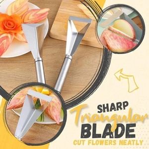Nóż rzeźbia owoce DIY Platter Dekoracja przeciw poślizgowi ze stali ze stali nierdzewnej do cięcia warzywna trójkątna kuchnia narzędzie