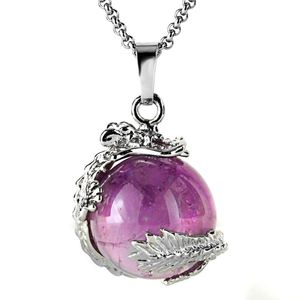 Подвесные ожерелья дракона, движущаяся хрустальный кварцевый шарик готический заживление чакра Рейки Ожерелье