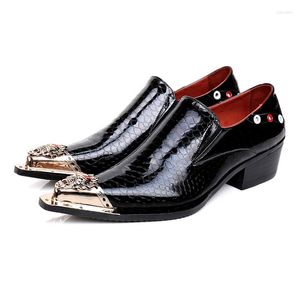 Kleidschuhe Ntparker 6,5 cm High Heels Herren Leder Spitze Stahlkappe Schwarzer Mann Hochzeit/Geschäft/Party Große Größe EU38-46!