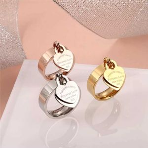 Solitaire Ring Trendy Hollow Colorful Enamel Heart Lover For Women Men Gold Plating Simple Stainless Steel Finger S Fashion Jewelry Y2302
