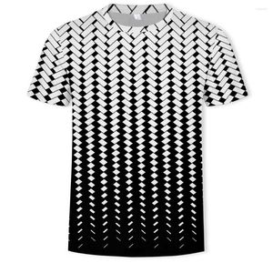 メンズTシャツ2023パターン爆発的なお金ファッション黒と白のチェック半袖ラウンドカラーTシャツの印刷