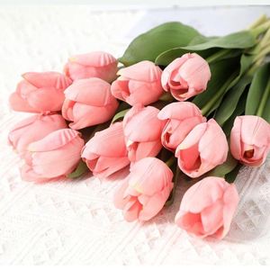 Decorative Flowers DIY Real Touch Tulip Artificial Flower Colorful Fake Bouquet Home Garen Decor Plant Pography Ornaments