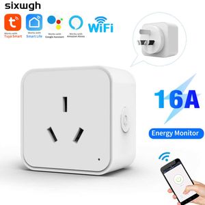 Sockets Tuya Smart Socket Strips WiFi Smart Plug Outlet AU Wireless Timing Socket With Monitor Support Alexa And Google Home Z0327