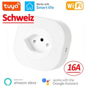 Sockets WiFi Smart Plug 16A Switzerland CH Plug Socket Outlet Tuya Smart Life APP For Alexa Google Home Voice Control Timing Z0327