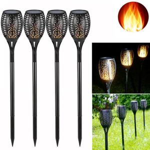 Lampade da prato 4/10/96 LED Solar Flame Effect Light Outdoor Garden Torce tremolanti Lampada per cortile Balcone