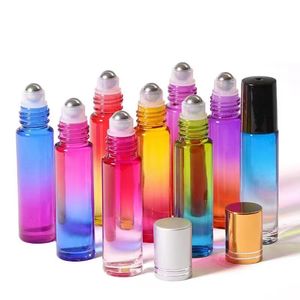 10 ml Roll On Perfume Bottle Bottle Colorful Fragrances Garrafas de perfume essencial com bola de rolo C24
