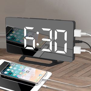 Relógios da mesa LED LED Digital Clock Relógio Espelho Electronic Desktop USB Wake Time Snooze Função 3 230328