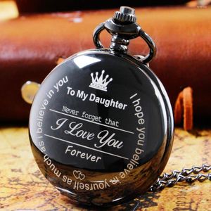 Pocket Watches "To My Daughter" Leisure Beautiful Quartz Necklace Vintage Fashion Pocket&Fob Watch Analogico