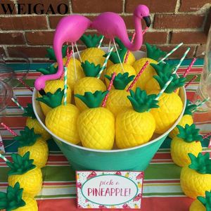 Party Decoration 12Pcs/Lot Plastic Pineapple Coconut Drinking Cup Hawaii Juice Cups With Straws For Summer Tropical Luau Decorations