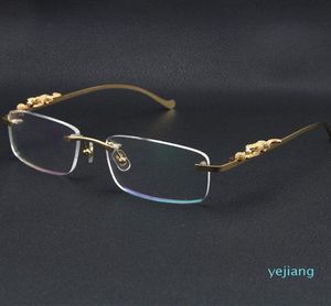 Rimless Leopard Series Eyeglasses Women mode solglasögon rostfritt stål kattögonglasögon stora fyrkantiga glas med låda C dekorat4988034