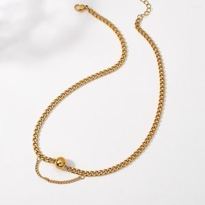 Kedjor större minimalistiska rostfritt stål kulhänge choker halsband för kvinnor guldpläterad metallkedja halsband vattentäta smycken
