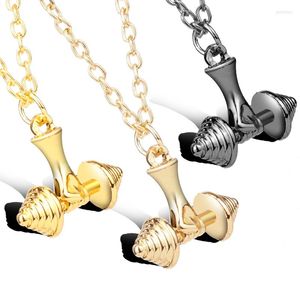 Chains Sport Jewelry Gym Bodybuilding Barbell Long Chain Necklace Dumbbell Pendants For Men