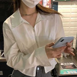 Kvinnors blusar skjortor Crop Design Long-Sleeve Shirts Women Lose Leisure Streetwear Cool Solid Office Ladies New Summer Sunscreen Harajuku Y2K Ins Hot Y2303