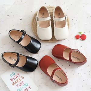 Flat Shoes Spring Kids Mary Janes Square Toe Girls Soft Sole Pu Leather Black Flats White Brown Casual Toddlers