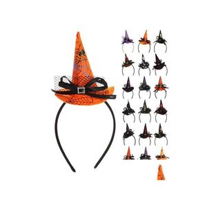 Party Hats Hair Hoop Halloween Festival SKL pannband Spider Web Witch Hat Ghost Atmosphere Performance Props Accessories DHSD1