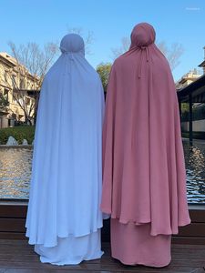 Ethnische Kleidung Muslimisches Gebet Abaya Set 2 Stück Damen Kleidungsstück Langes Khimar Ramadan Kleid Mit Kapuze Jilbab Maxiröcke Kaftan Islamisch 2023