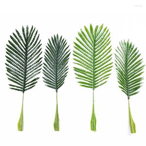 Decorative Flowers 1pc Artificial Tropical Areca Palm Leaf Bushes Faux Greenery Branches Stems For Vase Planter Floral Luau Haiwaiian Party