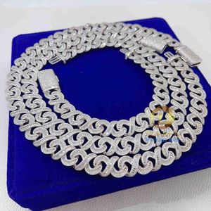 Design di gioielli Fine Mens Necklace Silver S925 VVS Moissanite Diamond Iced Out Hip Hop Cuban Link Chain