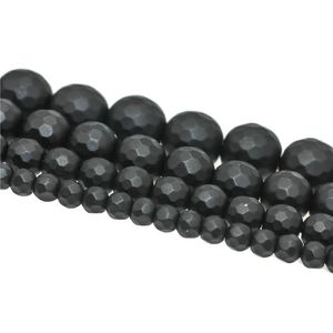 Pietra 8Mm Opaco Naturale Perline Corniola Agat Perline Nero Onice Sfaccettato Rotondo Fai Da Te Braccialetto Allentato Per Gioielli Ma Dha56