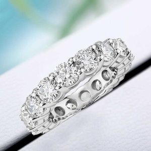 Pierścienie opaski iogou 5mm 7Cttw 3mm 3Cttw D Color Moissanite Wedding Pierścień 925 Srebrne Eternity Band Pierścienie dla kobiet dziewczyny biżuteria Z0327