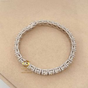 Luxury Fully Iced Out Diamond Jewelry 925 Sterling Silver 6.5mm Moissanite Tennis Chain Bracelet
