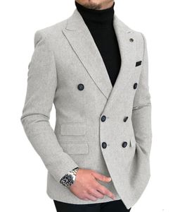 Erkekler Suits Blazers Erkekler Takım Kavur Çift Kruvaze Yünlü Yünlü Bussive Ceket Balo Düğün Sağdı Blazer Düğün Sağdı Blazer 230328