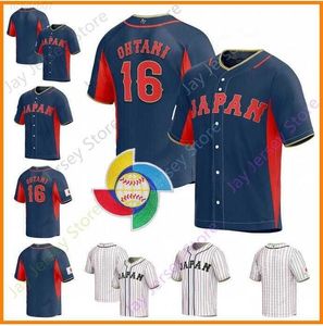 مخصص 2023 World Baseball Classic Japan Jersey 18 oshinobu Yamamoto 14 Roki Sasaki 51 Seiya Suzuki 16 Shohei Ohtani 11 Yu Darvish 12 Shosei