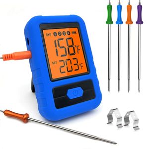 Kitchen Timers Wireless Meat Thermometer Food Cooking Bluetooth Wireless BBQ Thermometer Oven Digital Thermometer Remote 4 Probes 230328