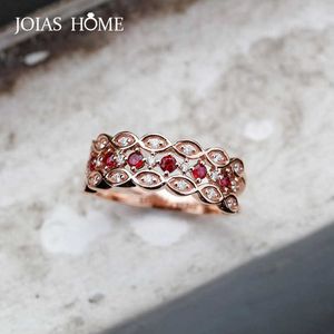 925 Sterling Silver Ring Joinsomering Band, lämpligt för europeiska och amerikanska prinsessförlovningsringar, Pink Ruby Gold Z0327