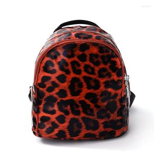 Skolväskor 2023 Kvinnor Mini Travel Ryggsäck Laserläder Fashion Casual Leopard Drop
