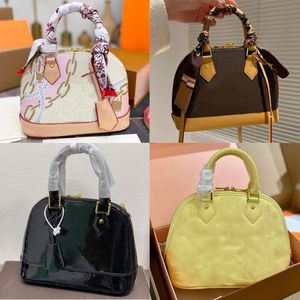 Fashion ALMA BB Shell Women Pm Mm Patent Leather Genuine Flower Black Purse Emed Shoulder Bags Messenger Crossbody Bag Handbag