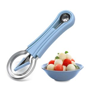 4 I 1 Melon Cutter Scoop Fruit Vegetabiliska snidknivverktyg Rostfritt stål Frukt Scooper Seed Remover Melon Baller Scoop Set