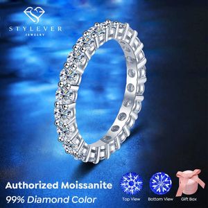 Band Rings Stylever Real 22ct D Color Moissanite Diamond Rings for Woman Wedding Jewely 925 Sterling Sliver Eternity Band Engagement Ring Z0327