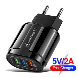 3USB Ports 5V 2A Wall Charger Travel Home AC Power Adapter Butterfly Shell Universal for Phones US EU Plug