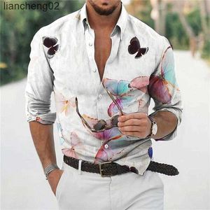 Herren-Freizeithemden, hawaiianische Barock-Hemden für Herren, 3D-Barock-Langarmhemden, Strand, V-Ausschnitt, übergroße Oberteile, T-Shirts, Blusen, Homme, Sommerkleidung, neu W0328