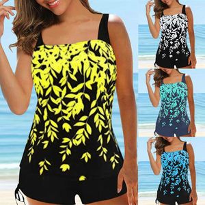 Menas de banho feminina 2023 Mulheres PLUS TAMANHA TIMA NATAÇÃO SEXY BIKINI SAILSATO 2 Tops impressos com shorts tankini femme