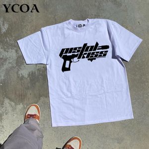 Мужские рубашки негабаритная футболка мужская одежда Летняя хлопковая хип -хоп эстетический с коротким рукавом графическая уличная одежда 90 -х