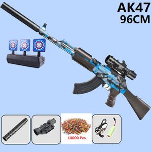 AK47 젤 볼 총 자동 하이드로 젤 건 96cm 소총 전기 매뉴얼 어린이 촬영 게임 성인을위한 2 모드 CS 싸움 영화 소품